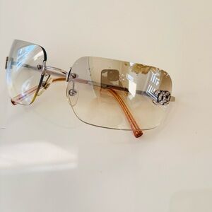 Authentic 🍒 Chanel rimless silver CC crystals sunglasses